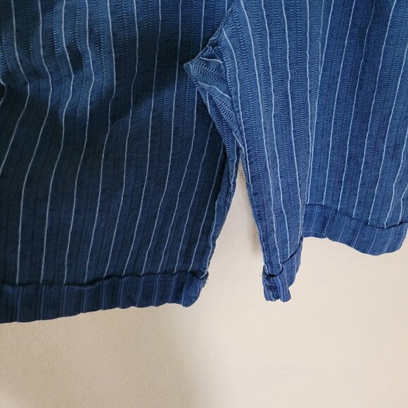Anthropologie ett:twa Jumpsuit Sz Large Wide Leg Crop Pinstripe Coastal Vacation - Picture 3 of 7